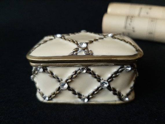Enameled cloisonne small box Vintage trinket box … - image 1