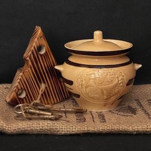 Vintage ceramic salt cellar with lid Sugar bowl pottery Sauce spice bowl pottery Ukraine kitchen decor Food lover gift Table setting