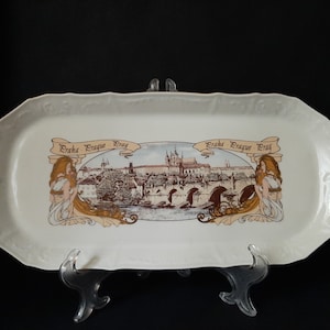 Vintage Czech porcelain plate Decorative dessert plates Platter tray dish Czech pottery oval plate Porcelain elegant serving dish