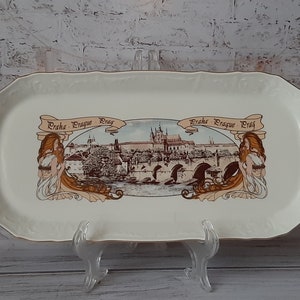 Vintage tableware oval serving plate Vintage Czech porcelain oval dish Antique porcelain collectible plates Food lover gift