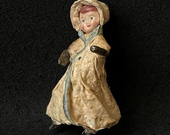 Vintage Spun Cotton Christmas Doll Ornament: Rare Collectible Toy