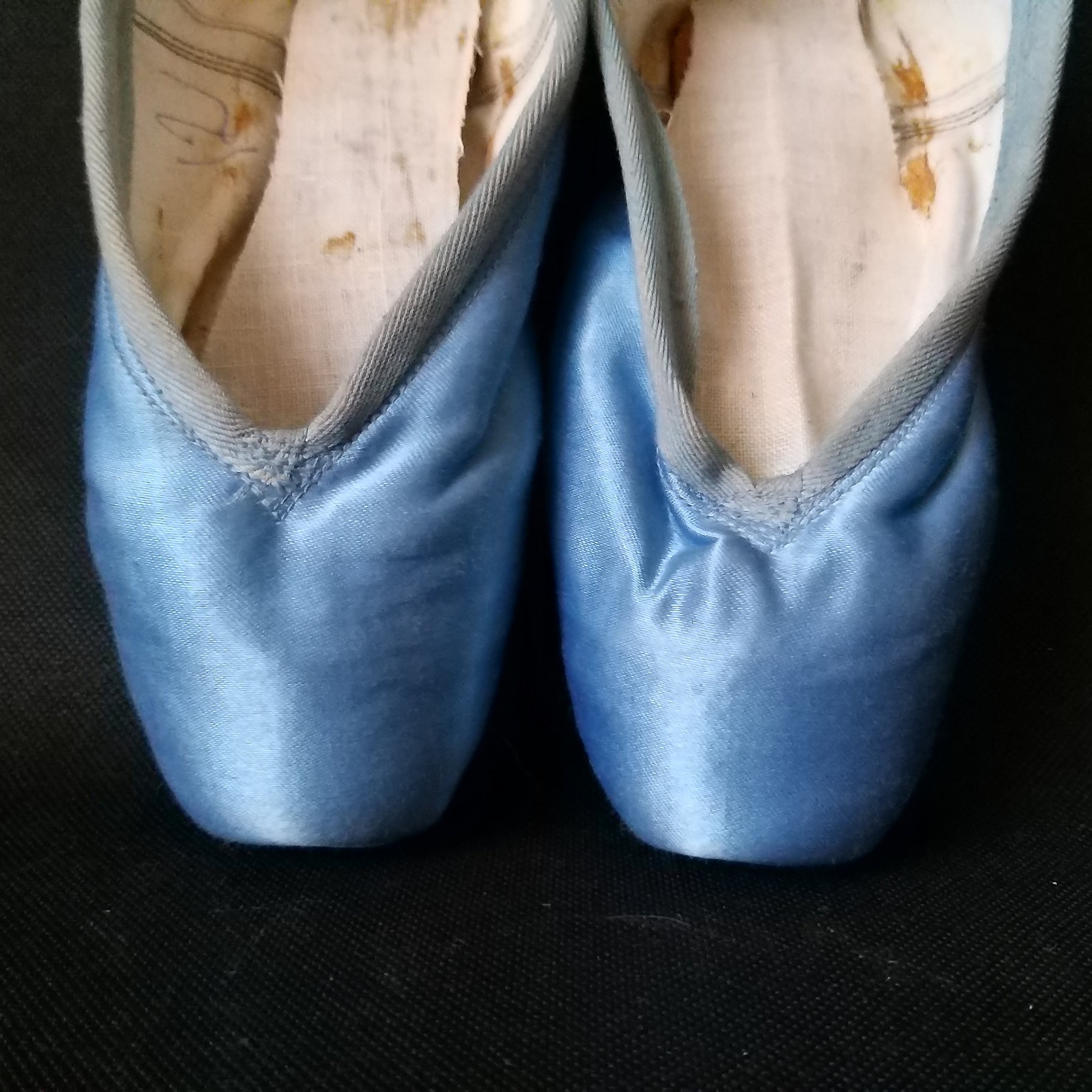 blue satin ballet pointe shoes vintage pair of pointe shoes slippers little girls shabby ballet shoes french romantic décor vint