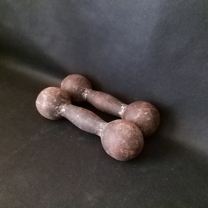 Pair of antique primitive cast iron dumbbells 6.5 pounds each Old hand weights Antique exercise equipment Groomsmen gifts