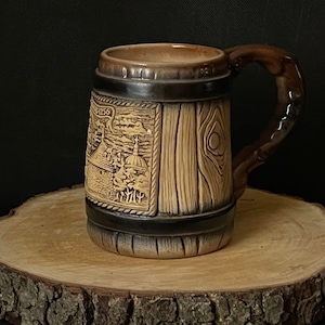 Vintage pottery mug Ukrainian vintage Barware gift for dad Retro mug Oktoberfest stein Ceramic beer mug Beer stein mug Oktoberfest gifts