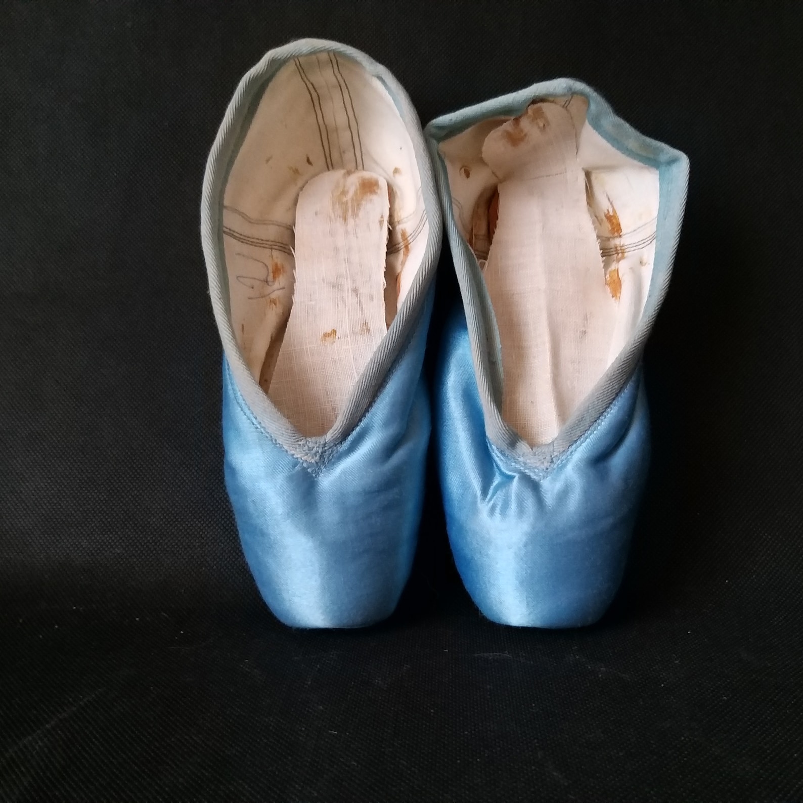 blue satin ballet pointe shoes vintage pair of pointe shoes slippers little girls shabby ballet shoes french romantic décor vint