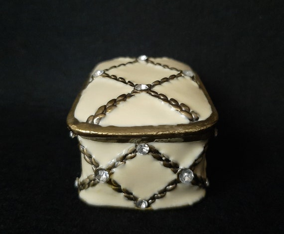 Enameled cloisonne small box Vintage trinket box … - image 4