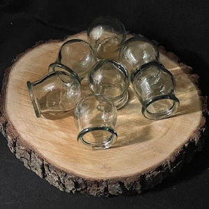 Antique medical banks Set of 7 medical vacuum jars Vintage glass jars for medical procedures Retro medical ware Medical fire cupping jars