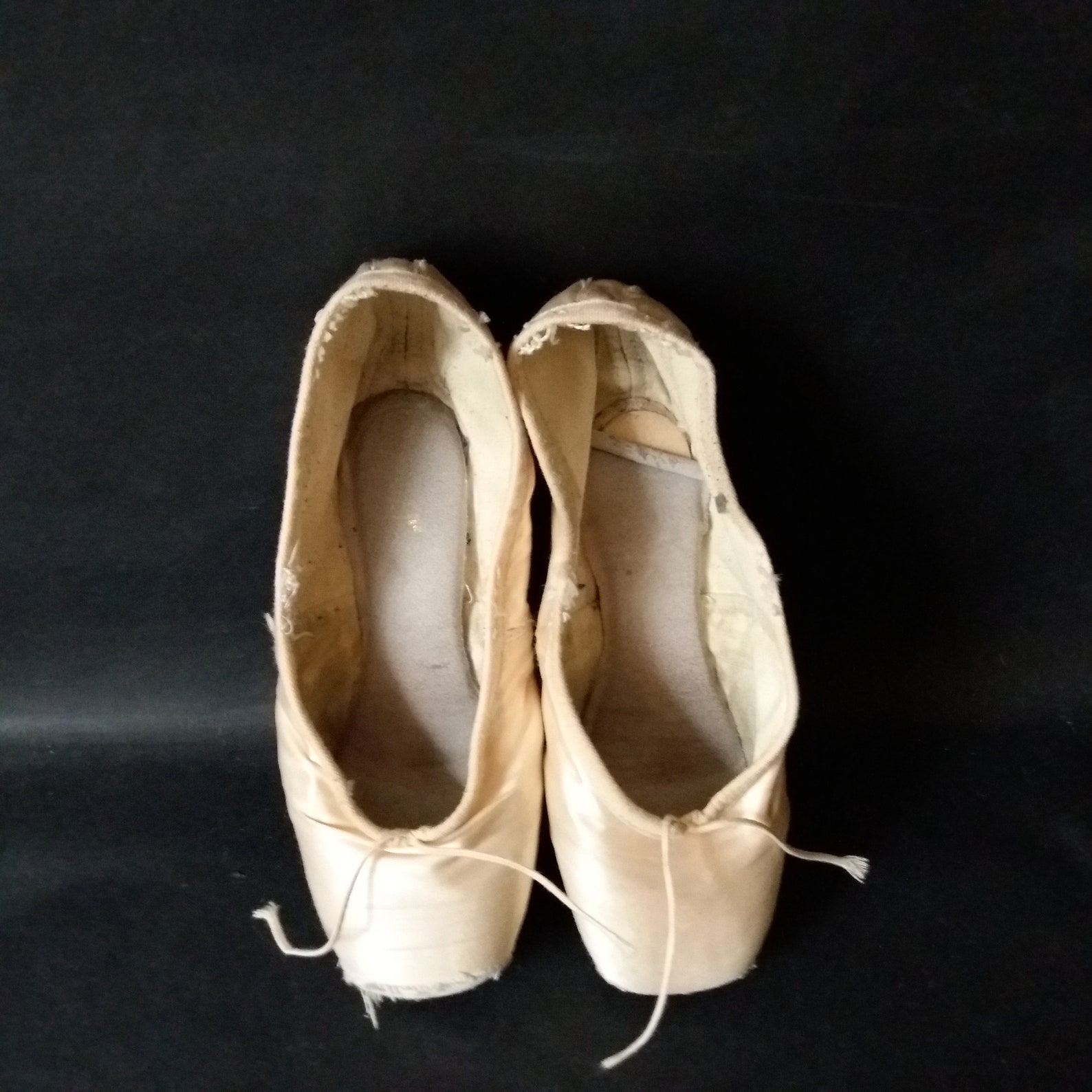 vintage pair of pointe shoes pink satin ballet pointe shoes slippers ribbon little girls shabby ballet shoes brocante style roma