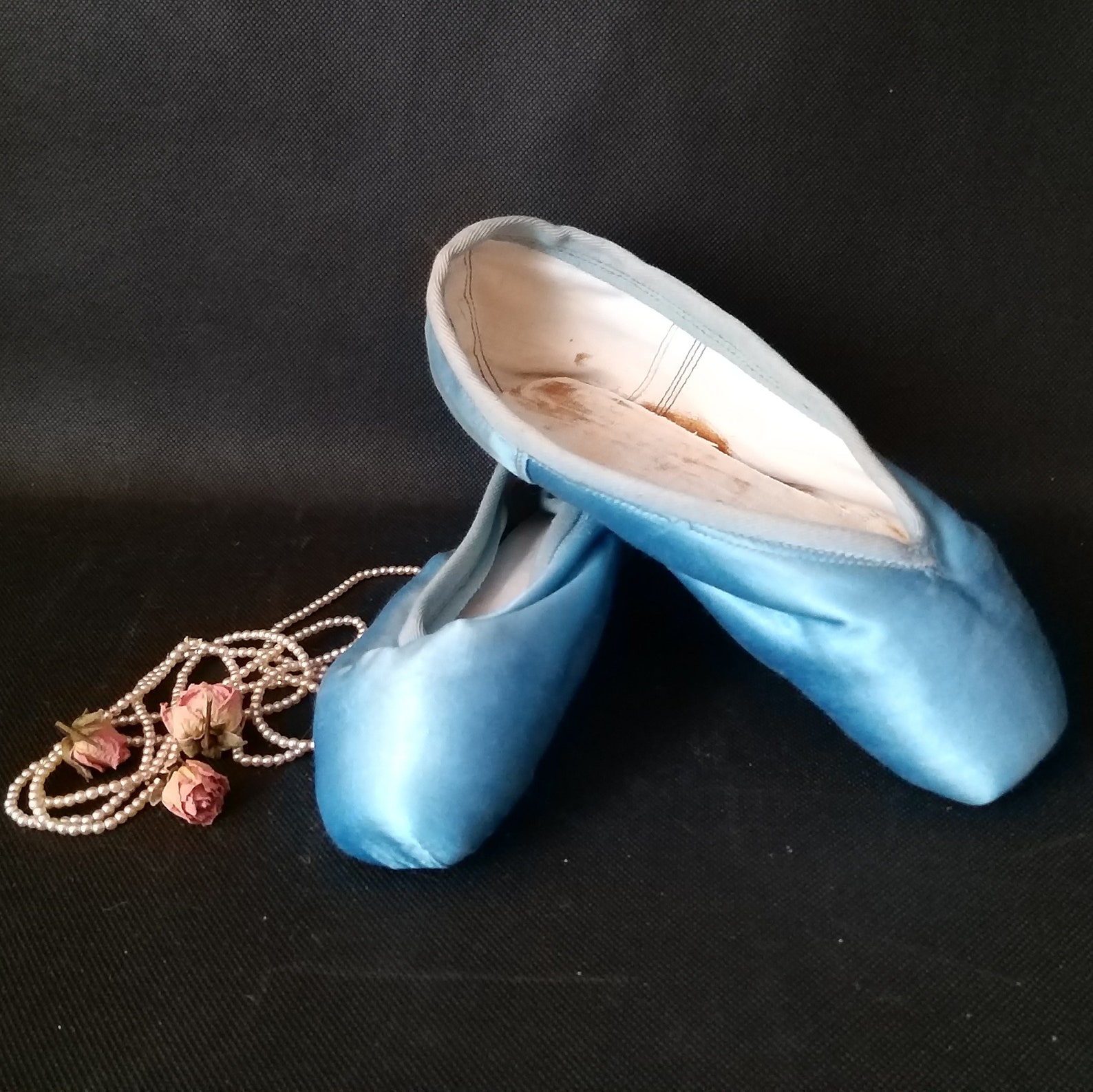 blue satin ballet pointe shoes vintage pair of pointe shoes slippers little girls shabby ballet shoes french romantic décor vint