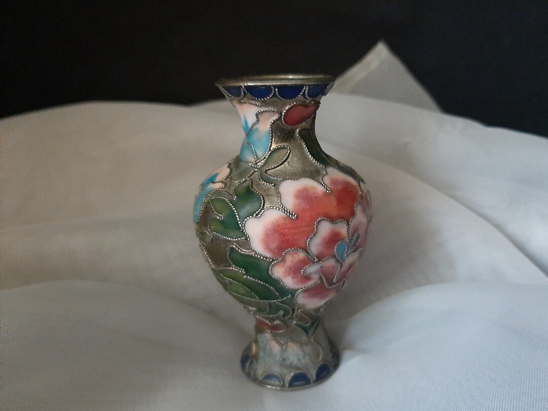 Vintage Cloisonne Enamel Vase Vintage Miniature Chinese Etsy