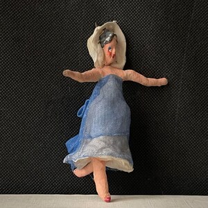 Spun cotton vintage girl figurine Rare Vintage Christmas spun cotton ornaments doll Antique spun cotton  girl ornament Xmas tree cotton toy