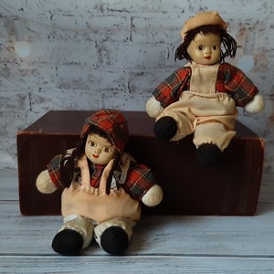 Vintage babypop Set oude Hollandse poppen jaren 60 Nederlandse jongens- en meisjespoppen Antieke kleine poppen Samenstellingpoppen Poppenverzamelaar