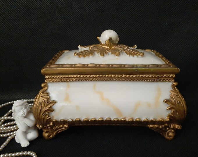 Antique Jewelry Box Vanity Ring Box Vintage Jewelry Box Rectangular