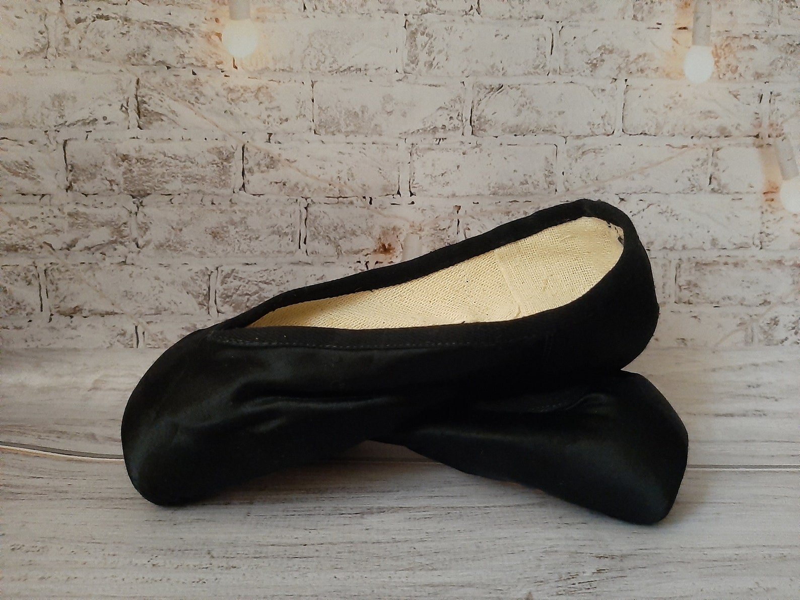 Used Black Pointe Shoes Without Ribbon Vintage Satin Pointe Etsy
