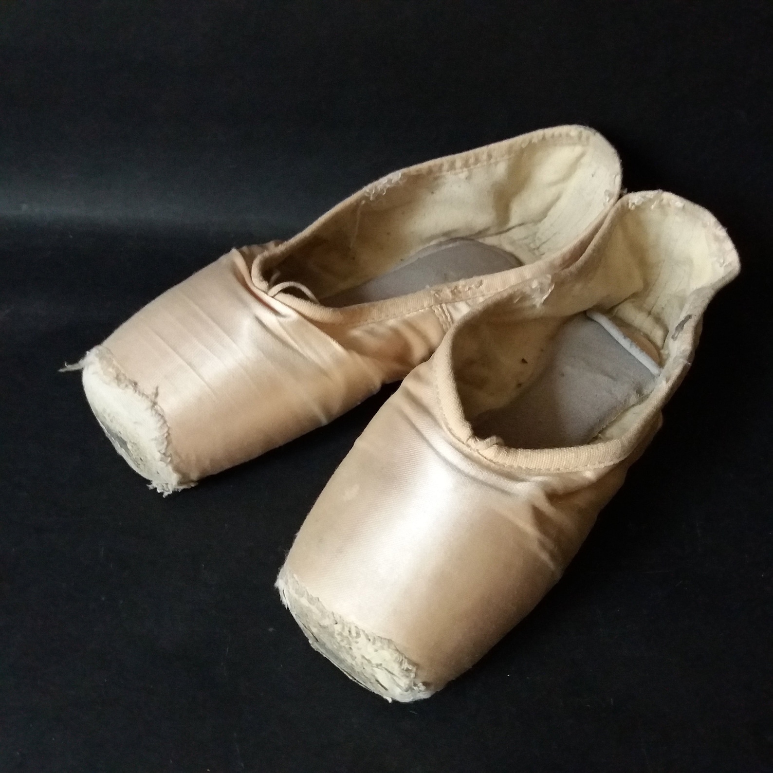 vintage pair of pointe shoes pink satin ballet pointe shoes slippers ribbon little girls shabby ballet shoes brocante style roma