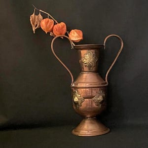 Vintage Copper Pitcher Vase | Rustic Farmhouse Decor | Antique Copper Jug