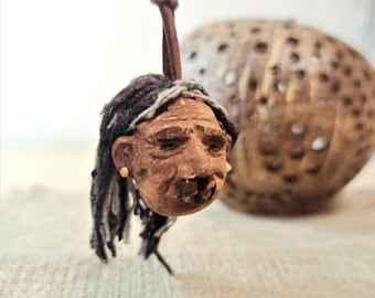Shrunken head replica handmade mummified head