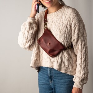 Red Belt Bag - Kodiak Leather Hip Pack - all leather