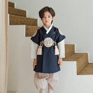 Navy Luxury Prince HANBOK, Boy 100Days~10Years, Korean 1ST Birthday Party, Dol Hanbok Set , Korean Traditional Dress