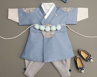 Light Blue Luxury Prince HANBOK, Boy 100Days~10Y/O, Korean 1ST Birthday Party, Korean 100 days,  Dol Hanbok Set , Korean Traditional Dress