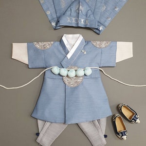 Light Blue Luxury Prince HANBOK, Boy 100Days~10Y/O, Korean 1ST Birthday Party, Korean 100 days,  Dol Hanbok Set , Korean Traditional Dress