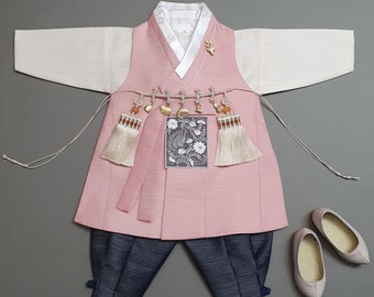 Indie Pink Hanbok, Baby boy 100 Days ~10Years, Dol, Korean Traditional Dress, Korean hanbok, Korean 100days