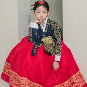 Princess Navy Red HANBOK 100Days~15y/o Girl, Korean 1ST Birthday Party, Dol Hanbok Set, Korean Traditional Dress, Korean Costume