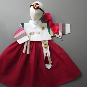 1 ~ 12 ans / o Dain Rouge Saekdong Hanbok, Fille Hanbok, Dol, Baek-il, Ensemble Hanbok, Bébé Fille Enfants Hanbok, Robe coréenne