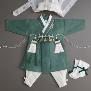 Green Ivory Baby Boy Hanbok, 100Days~8y/o, Korean 1ST Birthday Party, Dol, Hanbok Set , Korean Traditional Dress, Korean Costume