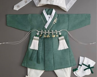 Green Ivory Baby Boy Hanbok, 100Days~8y/o, Korean 1ST Birthday Party, Dol, Hanbok Set , Korean Traditional Dress, Korean Costume