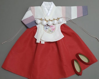 Sekdong Red Girl Hanbok, 100Days~10Years, Korean 1ST Birthday Party, Dol Hanbok Set ,100days, Doljanchi, Baby Girl Hanbok