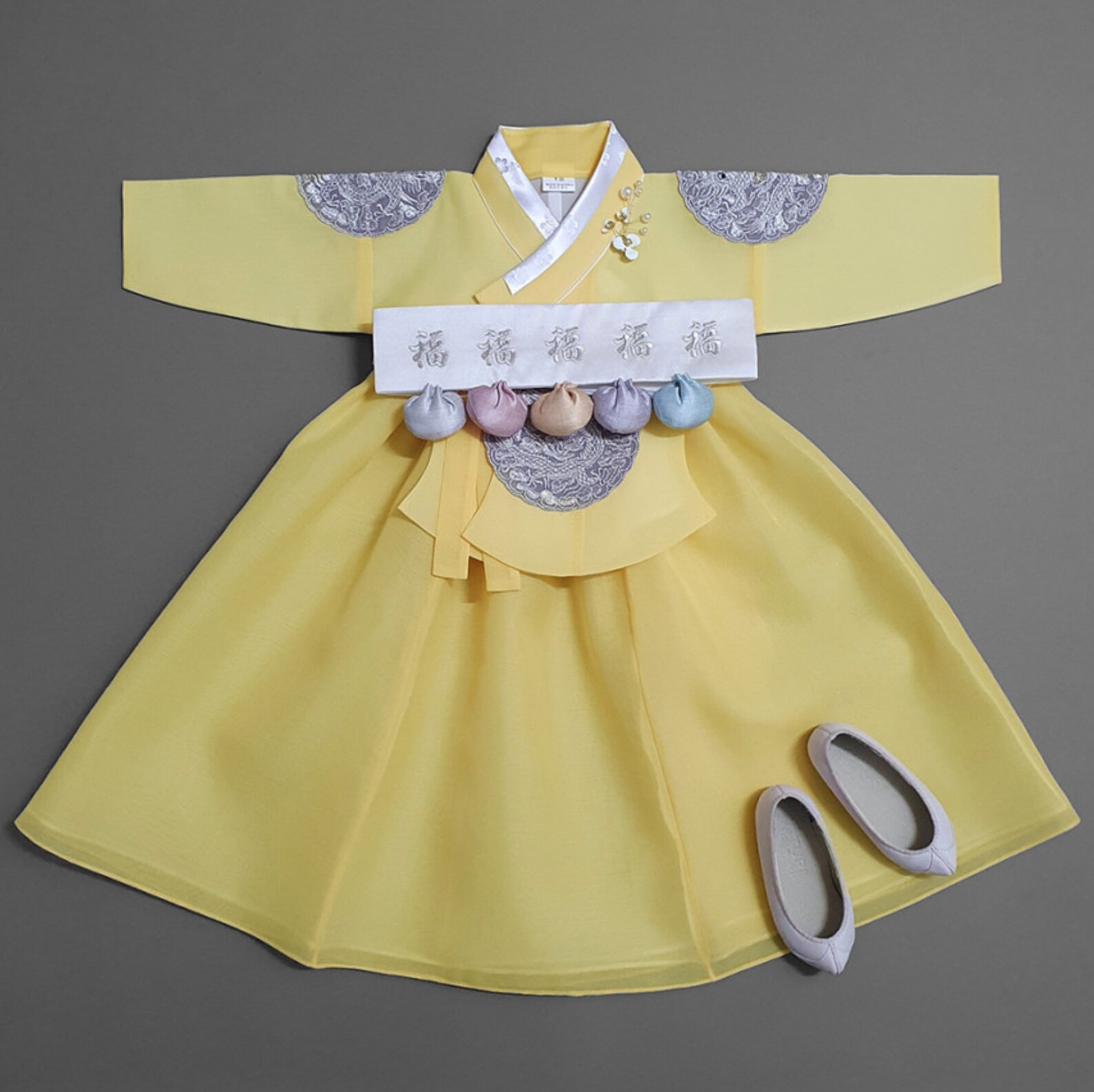 Yellow Top Quality Korean Hanbok Traditional Costume Girls Dress National Wind Cosplay Dress 