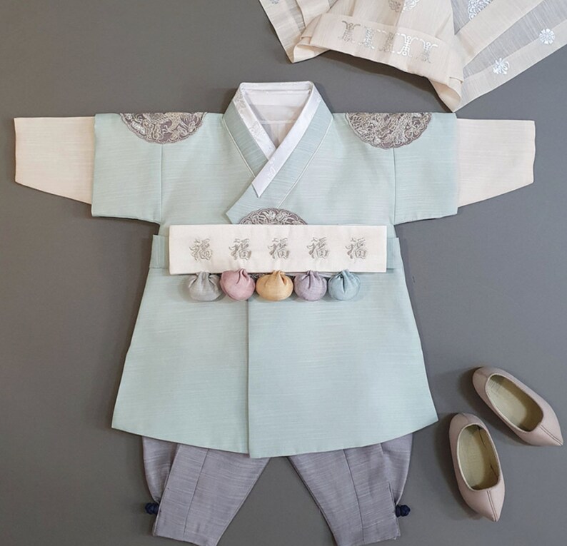 Mint Luxury Prince HANBOK, Boy 100Days6Years, Korean 1ST Birthday Party, Dol Hanbok Set , Korean Traditional Dress image 2