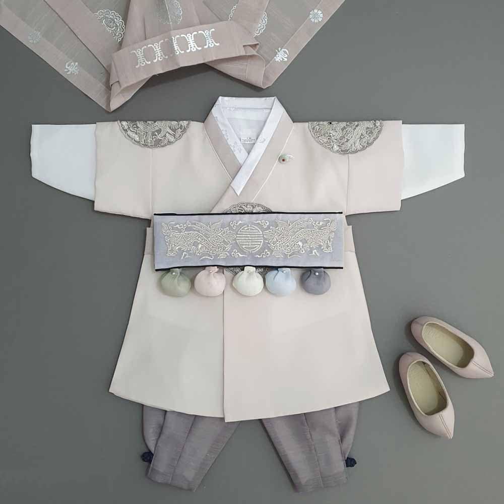  Hanbok - Gorro para niño (1 a 3 edades), color beige