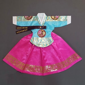 Royalty Turquoise/Magenta Girl HANBOK, 100Days~12y/o, Korean 1ST Birthday Party, Dol Hanbok Set , Korean Traditional Dress