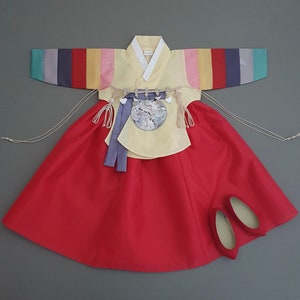 Yellow Saekdong Red Girl HANBOK, 100days~10y/o Girl, Korean 1ST Birthday Party, Dol, Hanbok Set, Baby Girl Habok, Korean