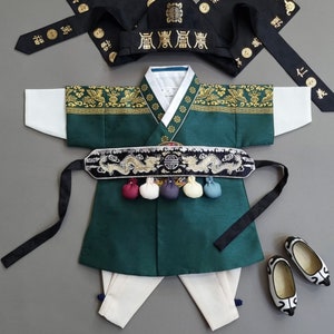 Green Luxury Prince Hanbok, 10010y/o, Boy Hanbok, Korean 1ST Birthday Party, Dol, Baek-il, Hanbok Set , Baby Hanbok imagem 3