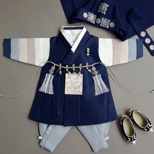 Jeongwoo Navy Saekdong Hanbok, 100days~15y/o, Boy Hanbok, Korean 1ST Birthday Party, Dol, Baek-il, Hanbok Set , Baby Hanbok