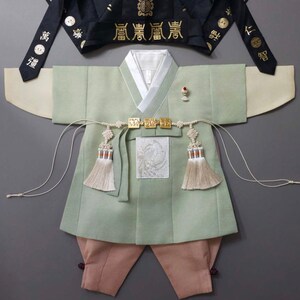 1~12y/o, 3pcs Woojin Green Hanbok, Boy Hanbok, Dol, Baek-il, Hanbok Set, Baby Hanbok, Korean Dress, Korean Hanbok