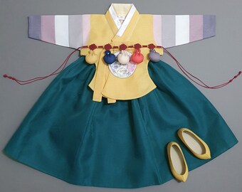 Sekdong Green Girl Hanbok, 100Days~10Years, Korean 1ST Birthday Party, Dol Hanbok Set ,100days, Doljanchi, Baby Girl Hanbok