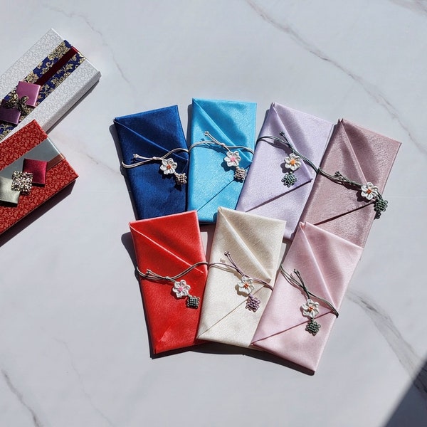 Flower Knot Korean Envelope with Optional Gift Box , 7 Colors, Korean Gift Envelope, Traditional Money Envelope, Wedding Envelope