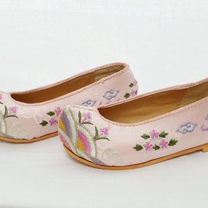 130220mm, Pink Floral Embroidery Hanbok shoes, Girl, Dol, Baby Hanbok, Dohl Korean image 1