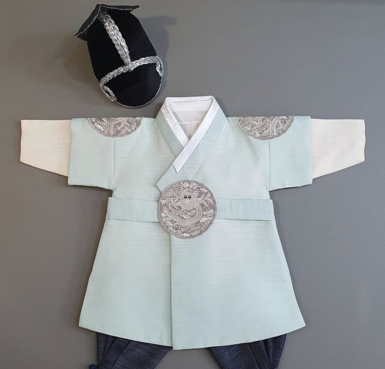 Mint Luxury Prince HANBOK, Boy 100Days6Years, Korean 1ST Birthday Party, Dol Hanbok Set , Korean Traditional Dress image 5