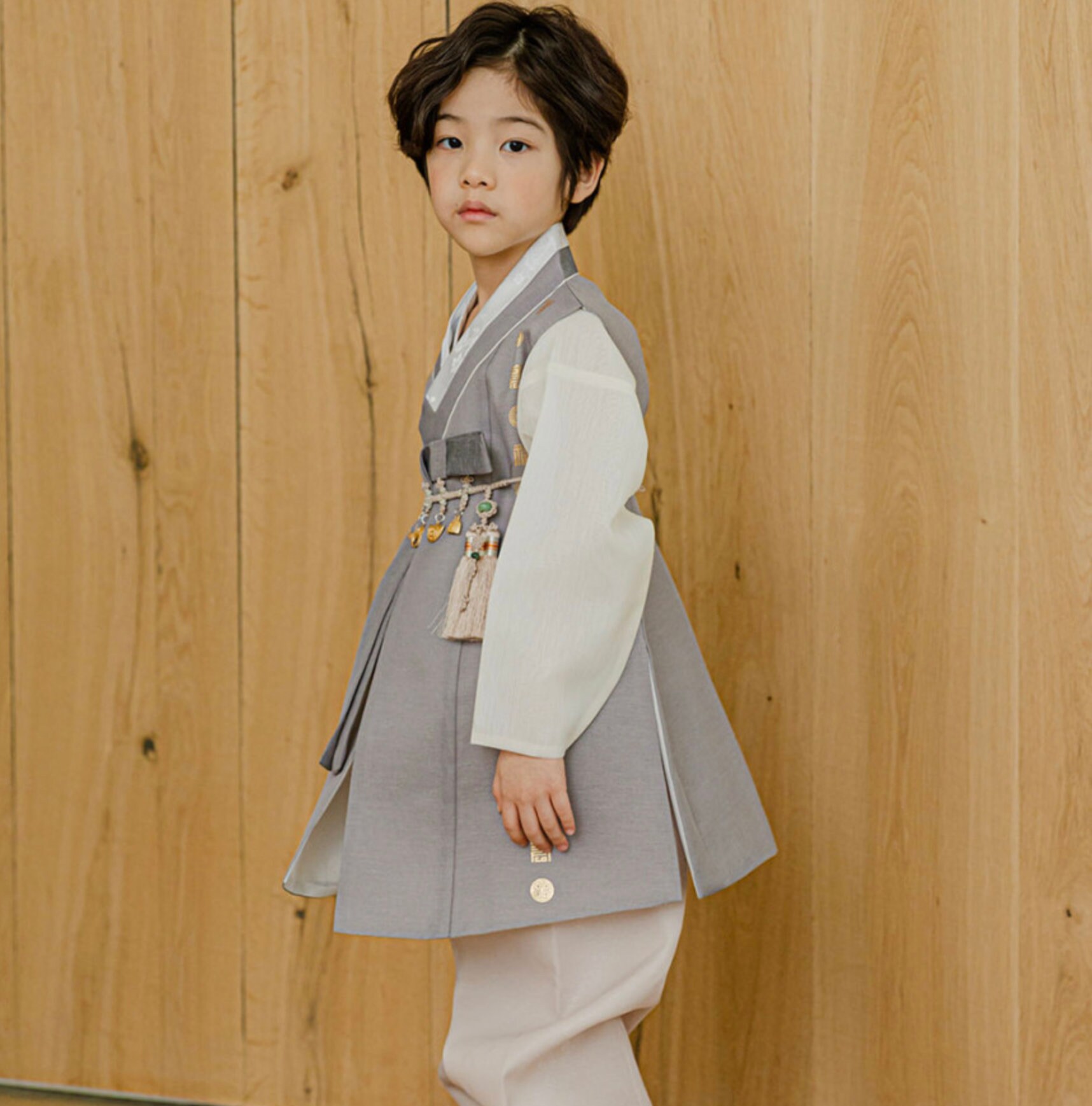  Hanbok - Gorro para niño (1 a 3 edades), color beige
