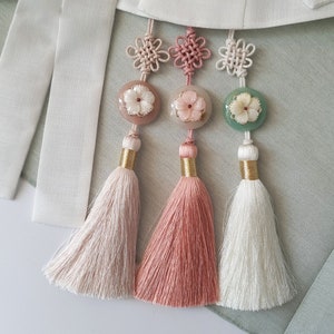 Floral Tassel Norigae, Accessory for Hanbok, 노리개, Dol, Korean, Hanbok