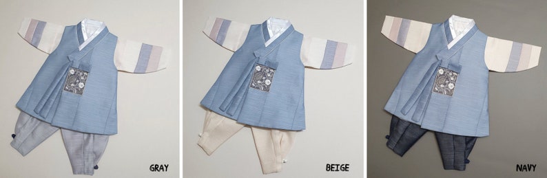 Saekdong Indie Blue Hanbok, Bebé niño 100 Días 10 Años, Dol, Vestido Tradicional Coreano, Hanbok Coreano, Coreano 100days imagen 5