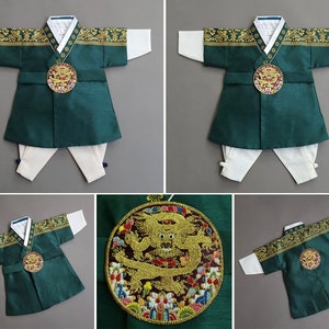 Green Luxury Prince Hanbok, 10010y/o, Boy Hanbok, Korean 1ST Birthday Party, Dol, Baek-il, Hanbok Set , Baby Hanbok imagem 8