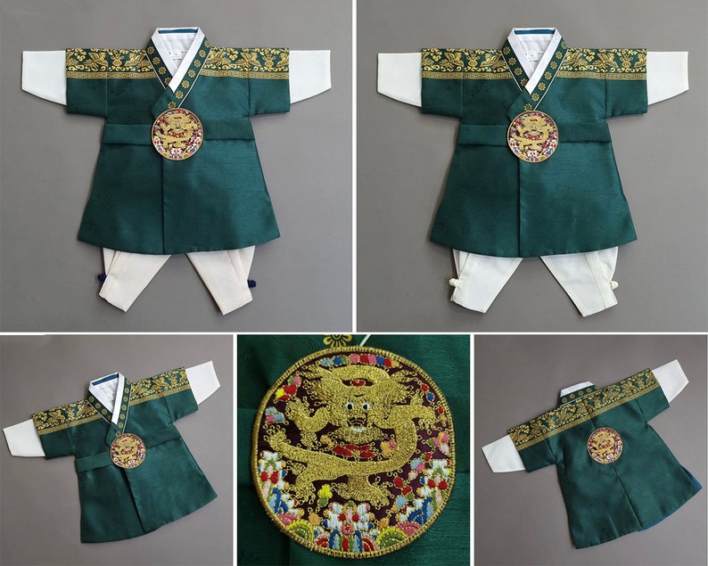 Green Luxury Prince Hanbok, 10010y/o, Boy Hanbok, Korean 1ST Birthday Party, Dol, Baek-il, Hanbok Set , Baby Hanbok imagem 8