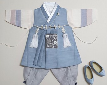 Saekdong Indie Blue Hanbok, Baby boy 100 Days ~10Years, Dol, Korean Traditional Dress, Hanbok coréen, Coréen 100days