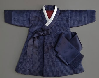 Navy Quilted Outer W/muffler, 1~10y/oBoy, Hanbok Outer, Korean 1ST Birthday Party, Dol, Hanbok Set, Korean Costume